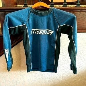 FLESHGEAR Kids Moto Racing Long Sleeve Blue Jersey Style Tee Shirt Size Small